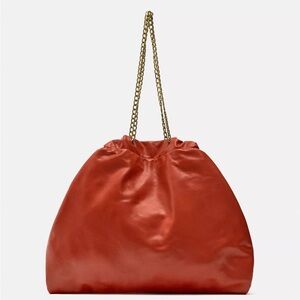 Zara Red Chain Strap Tote Bag